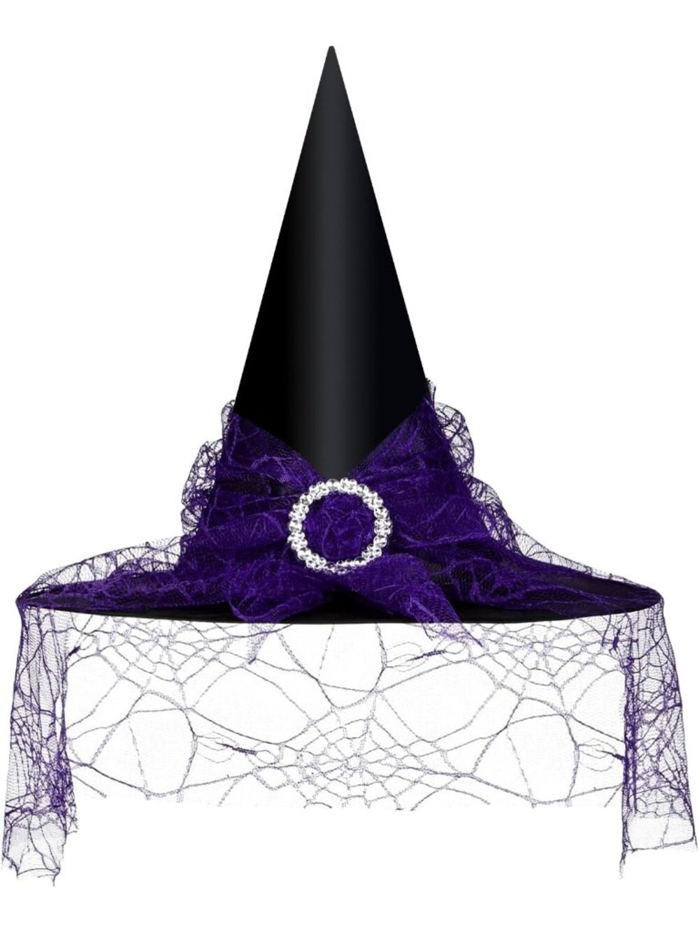 〽️Women Halloween Hat Mesh Purple Cosplay Costume Accessory Wide Brim Dress\